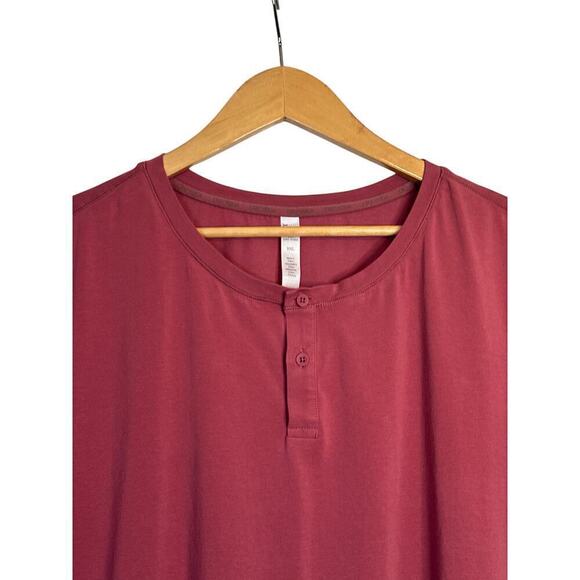 CRZ Yoga Women's Short Sleeve Soft Pima Cotton Henley T-Shirt Size XXL Dark Rose - Picture 4 of 7